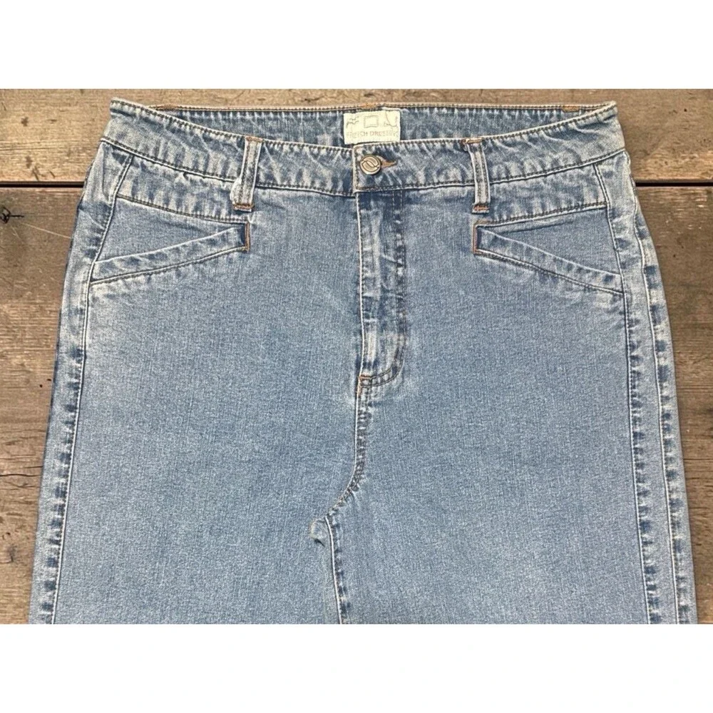 FDJ French Dressing Jeans Women’s 12 Capri Blue Denim Crop High Rise Wide Leg